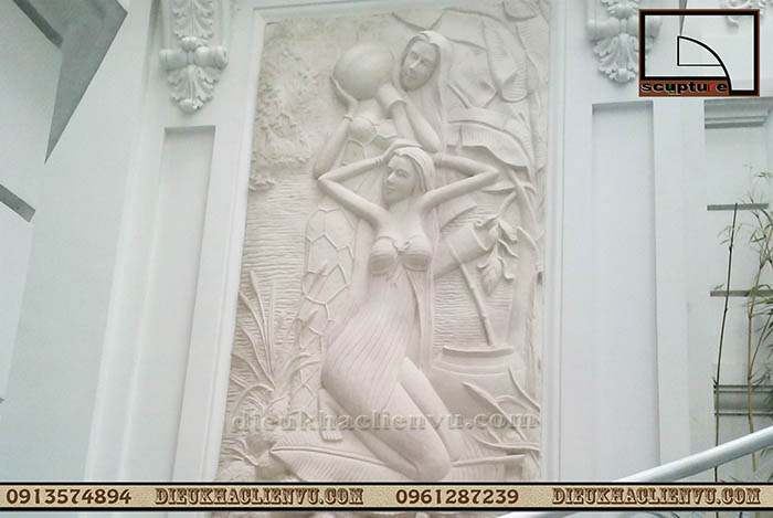 Ứng dụng trang trí phù điêu cô gái nội ngoại thất